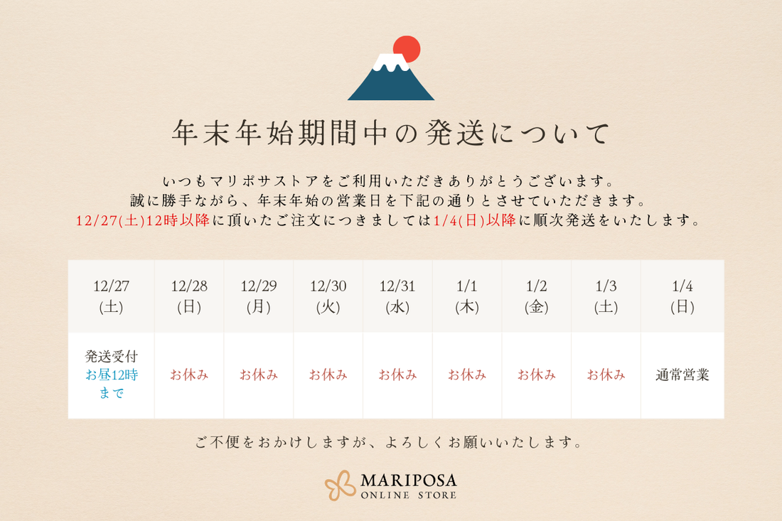 年末年始期間中の発送について